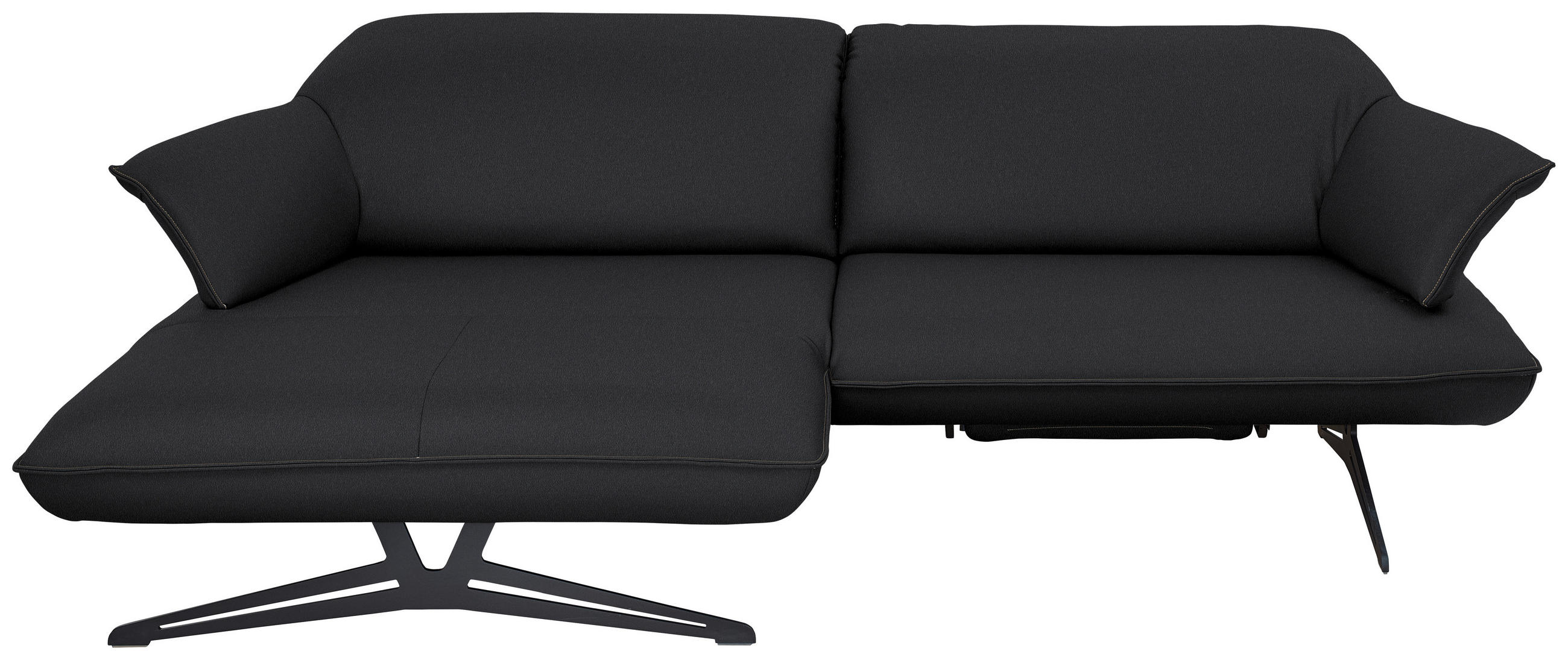 ECKSOFA in Echtleder Schwarz  - Beige/Schwarz, Design, Leder/Metall (169/252cm) - Koinor