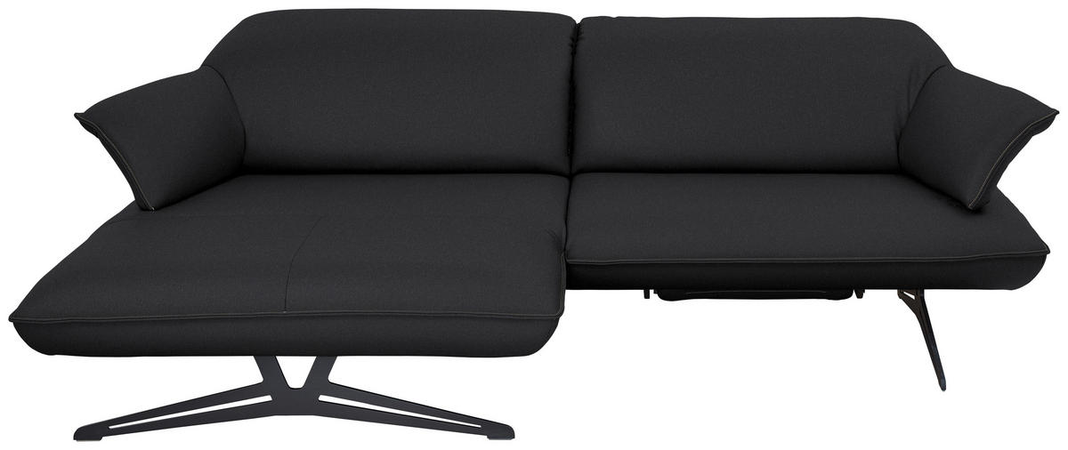 ECKSOFA in Echtleder Schwarz  - Beige/Schwarz, Design, Leder/Metall (169/252cm) - Koinor