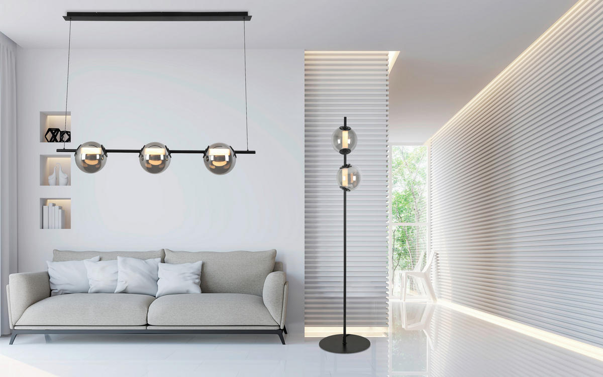 LED-STEHLEUCHTE - Chromfarben/Schwarz, Design, Glas/Kunststoff (34/168cm) - Dieter Knoll