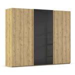 SCHWEBETÜRENSCHRANK 270/223/68 cm 3-türig Schwarz, Eichefarben  - Eichefarben/Schwarz, Design, Glas/Holz (270/223/68cm) - Novel