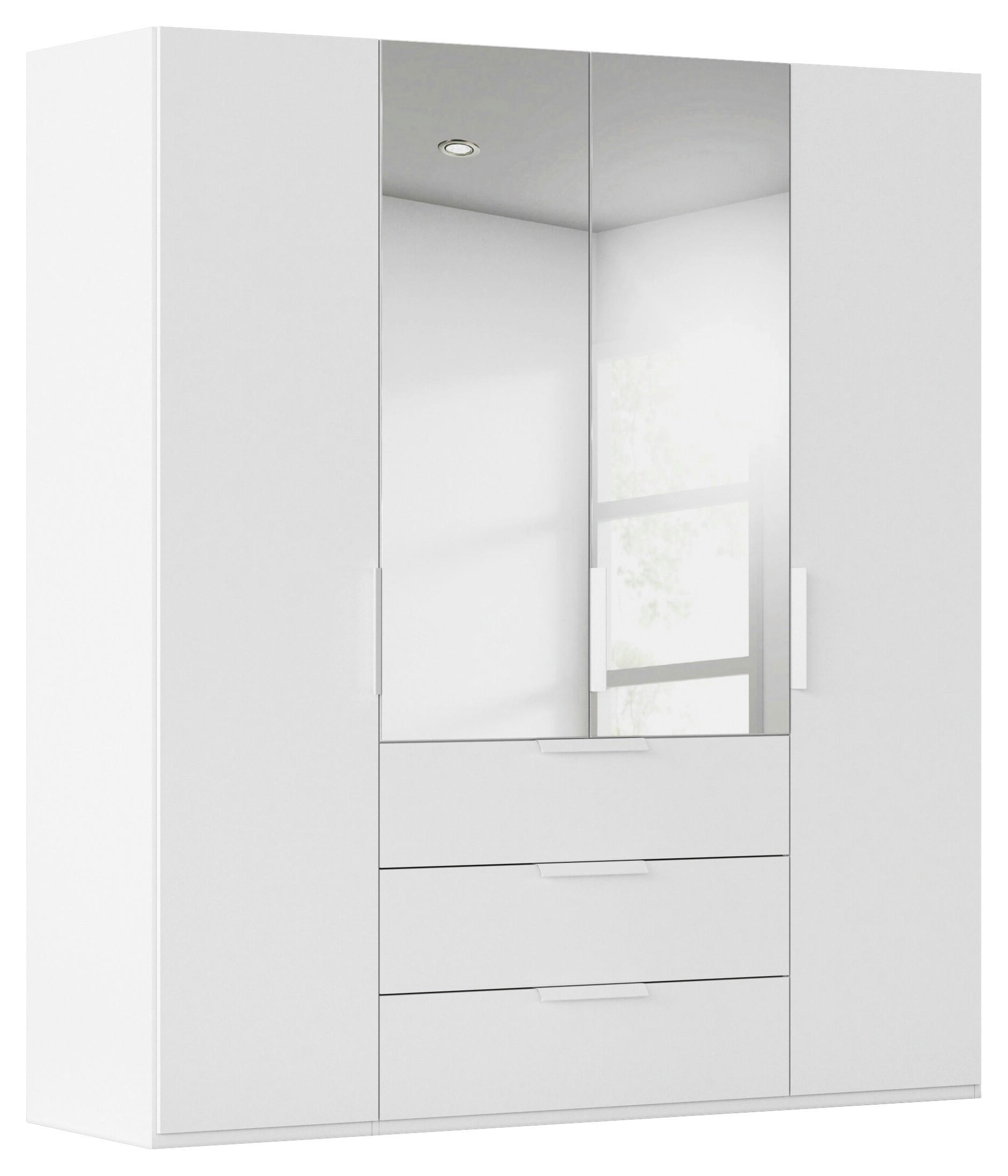 DREHTÜRENSCHRANK 201/223/61 cm,  in Weiß, 4-türig  - Weiß, Basics, Glas/Holzwerkstoff (201/223/61cm) - Novel