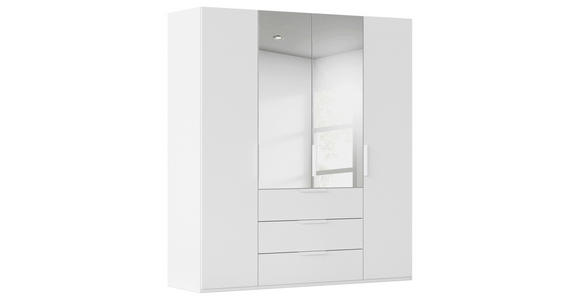 DREHTÜRENSCHRANK 201/235/61 cm,  in Weiß, 4-türig  - Weiß, Basics, Glas/Holzwerkstoff (201/235/61cm) - Novel