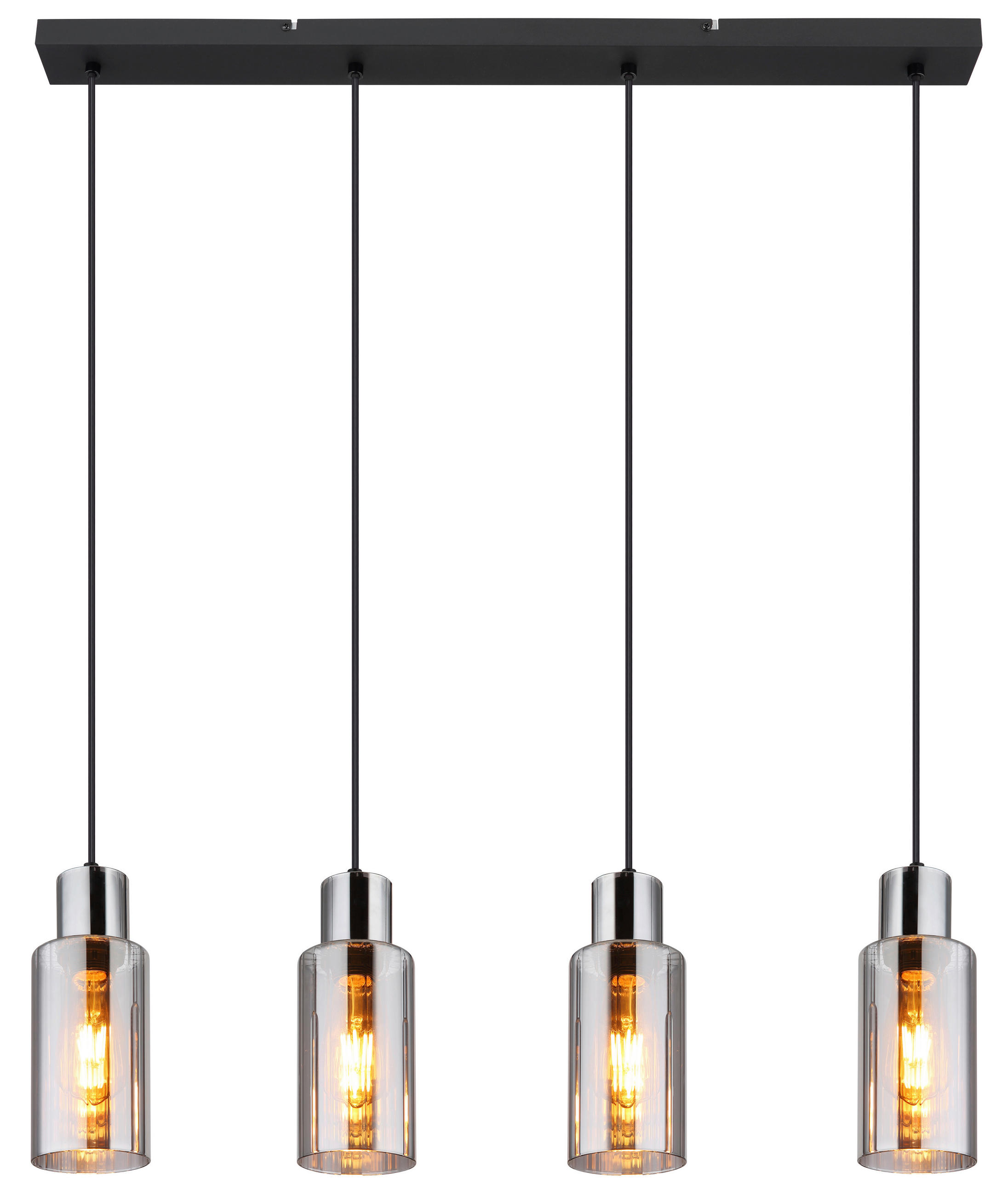 HÄNGELEUCHTE 82/10/120 cm    - Schwarz, Basics, Glas/Metall (82/10/120cm) - Globo