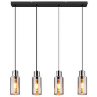 HÄNGELEUCHTE 82/10/120 cm    - Schwarz, Basics, Glas/Metall (82/10/120cm) - Globo