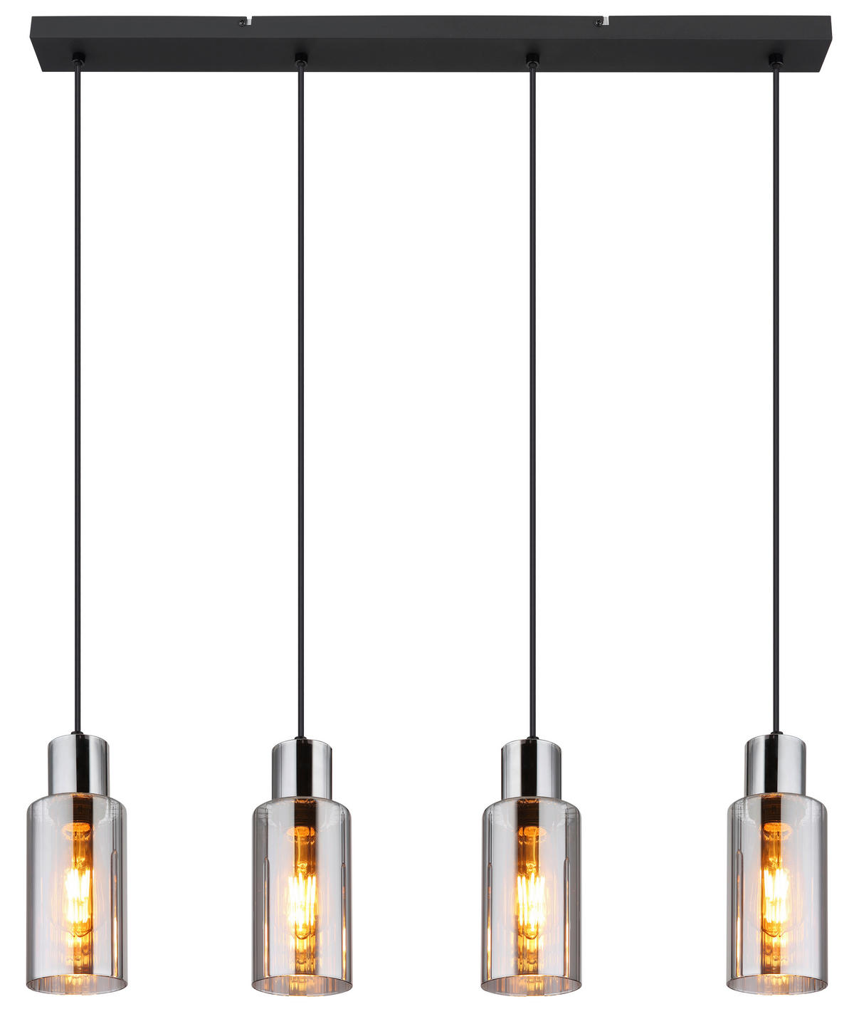 HÄNGELEUCHTE 82/10/120 cm    - Schwarz, Basics, Glas/Metall (82/10/120cm) - Globo