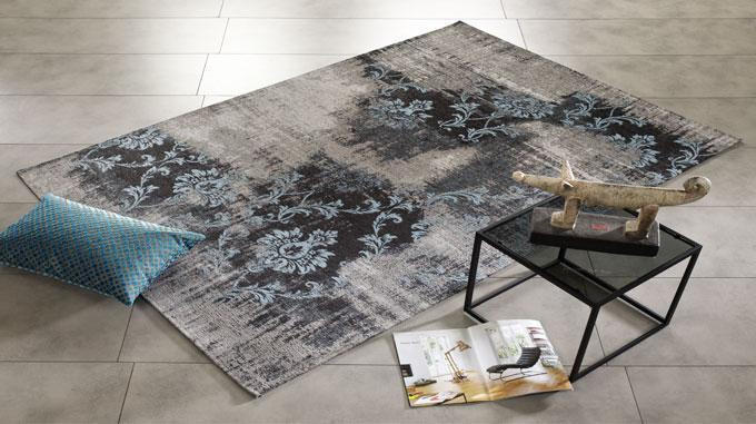 VINTAGE-TEPPICH 40/60 cm Diana Melody Blau, Grau  - Blau/Grau, Trend, Textil (40/60cm) - Novel