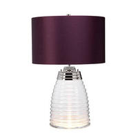 TISCHLEUCHTE 41/64,3 cm   - Klar/Aubergine, Design, Glas/Textil (41/64,3cm) - Elstead Lighting