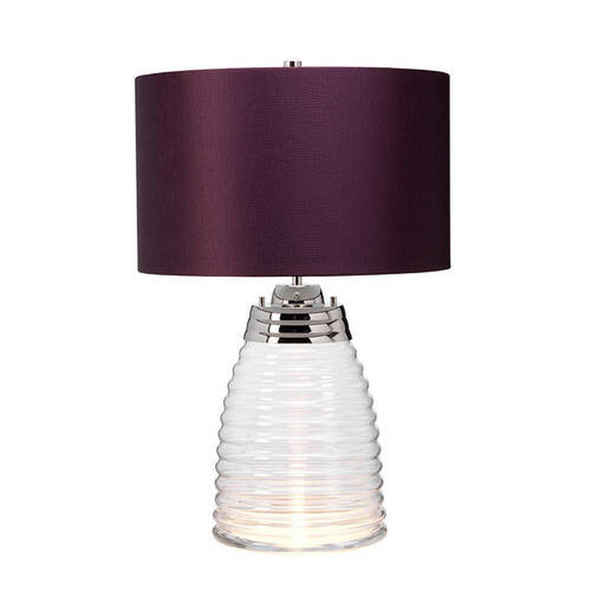 TISCHLEUCHTE 41/64,3 cm   - Klar/Aubergine, Design, Glas/Textil (41/64,3cm) - Elstead Lighting