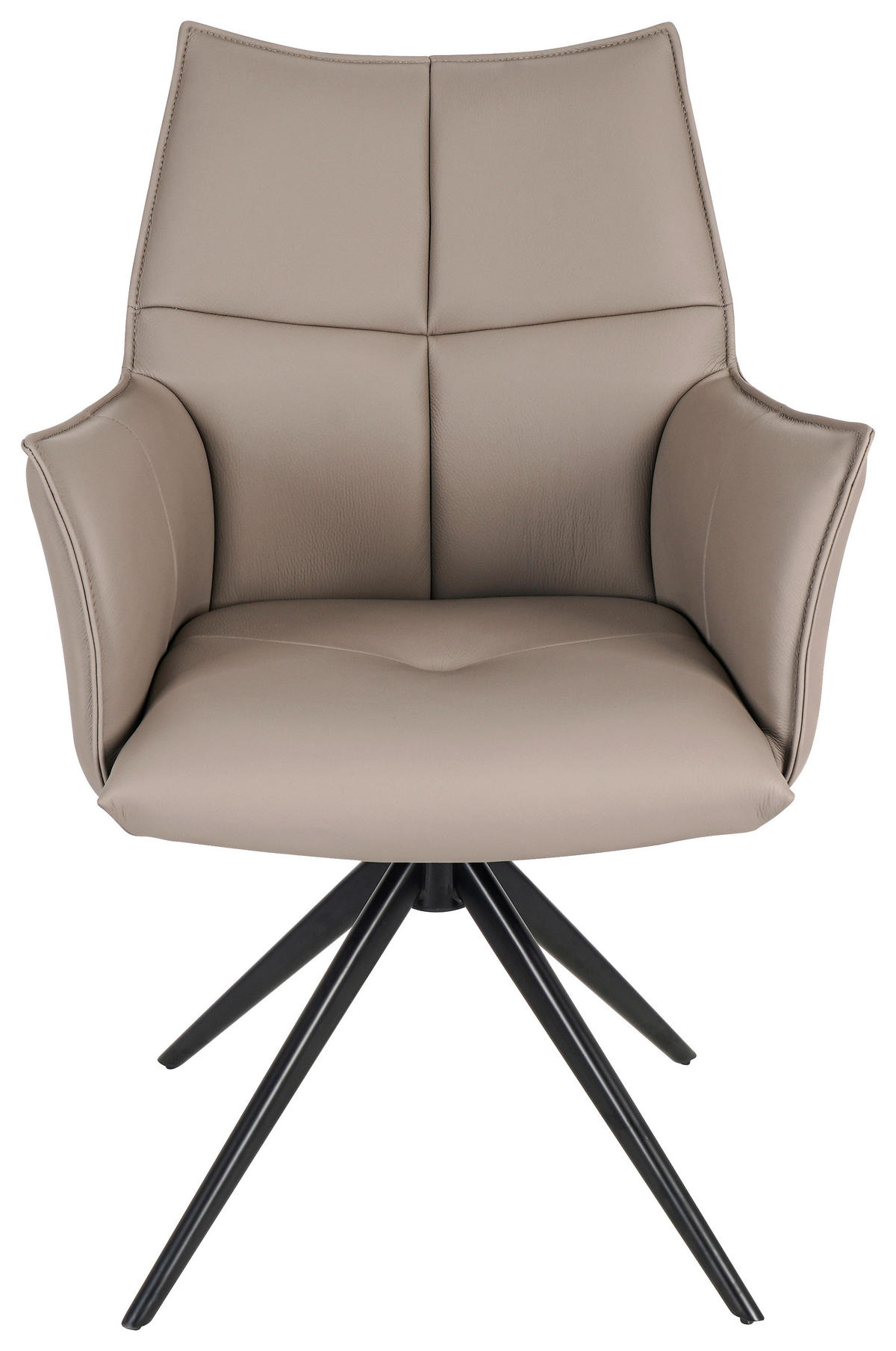 SCAUN CU BRAțE in negru, taupe  - taupe/negru, Design, metal/piele (62/91/62cm) - Novel