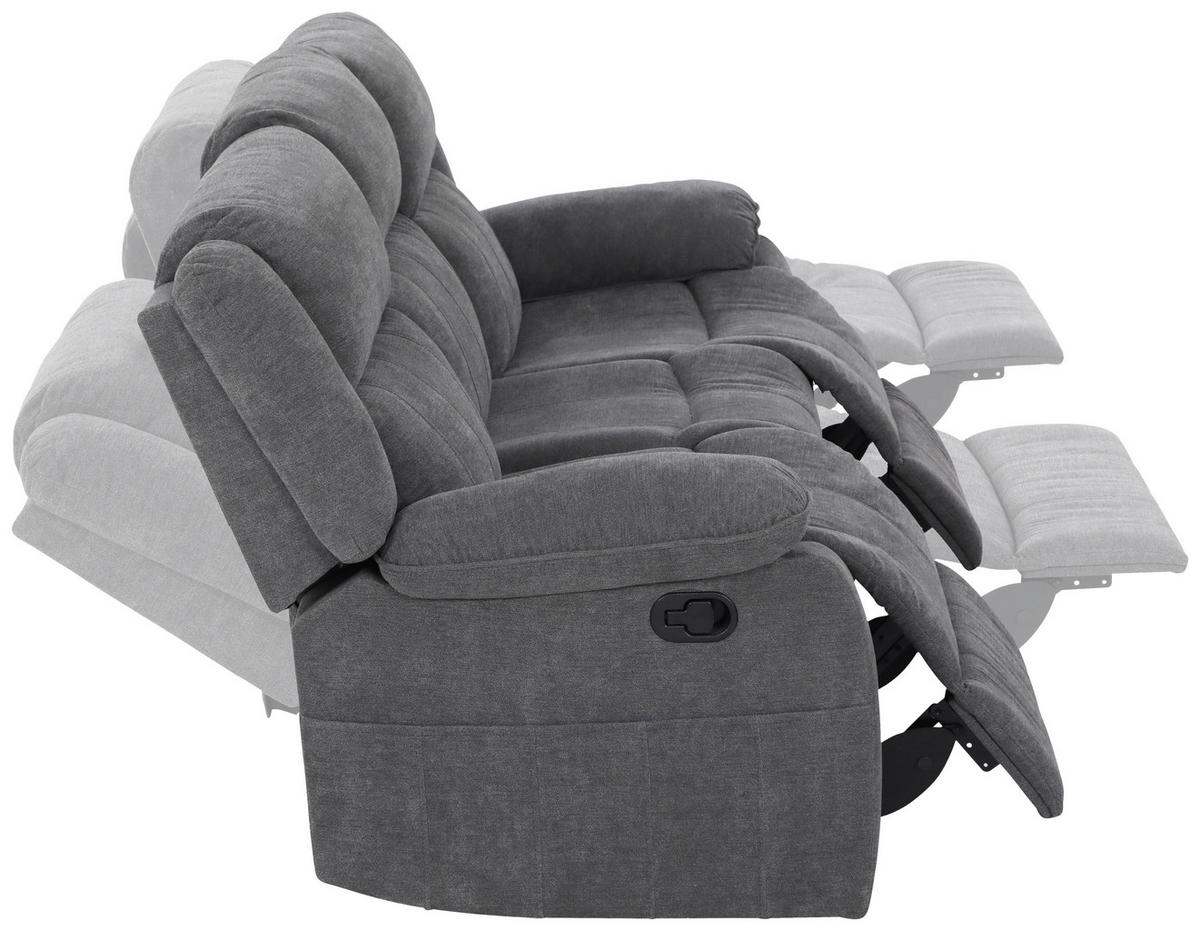 3-SITS SOFFA i vävt tyg grå  - svart/grå, Basics, textil/plast (209/101/93cm) - P & B