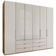DREHTÜRENSCHRANK 250/236/58 cm,  in Champagner, Eiche Bianco, 6-türig  - Schieferfarben/Eiche Bianco, KONVENTIONELL, Glas/Holzwerkstoff (250/236/58cm) - Dieter Knoll