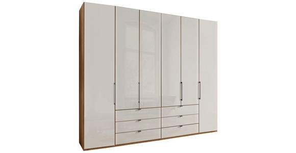 DREHTÜRENSCHRANK 250/236/58 cm,  in Champagner, Eiche Bianco, 6-türig  - Schieferfarben/Eiche Bianco, KONVENTIONELL, Glas/Holzwerkstoff (250/236/58cm) - Dieter Knoll