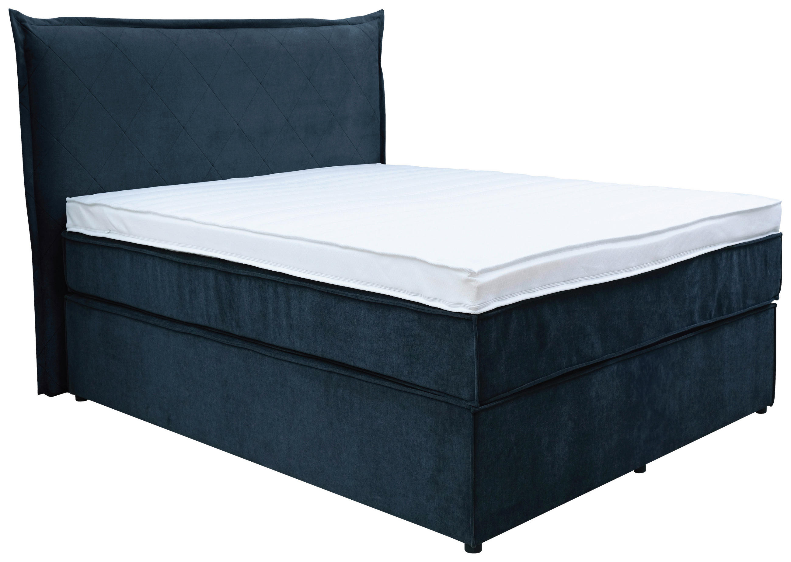 BOXSPRINGBETT 120/200 cm  in Dunkelblau  - Schwarz/Dunkelblau, KONVENTIONELL, Kunststoff/Textil (120/200cm) - Boxxx