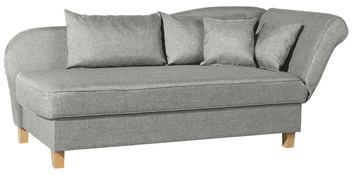 RÉCAMIERE in Flachgewebe Hellgrau  - Buchefarben/Hellgrau, Design, Holz/Textil (190/88/82cm) - Max Winzer