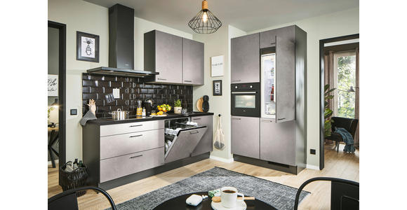 ECKKÜCHE 220/120 cm in Graphitfarben, Schwarz, Hellgrau - Chromfarben/Hellgrau, Design, Holzwerkstoff/Metall (220/120cm) - Xora