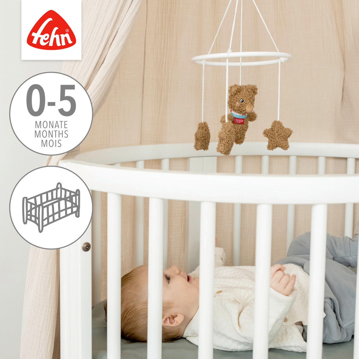 MOBILE Bär Fred  - Hellbraun, Basics, Textil (18/18/4cm) - Fehn
