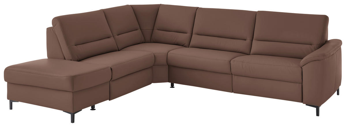 ECKSOFA  in Echtleder Braun  249/290 cm  - Schwarz/Braun, KONVENTIONELL, Leder/Metall (249/290cm) - Beldomo Premium