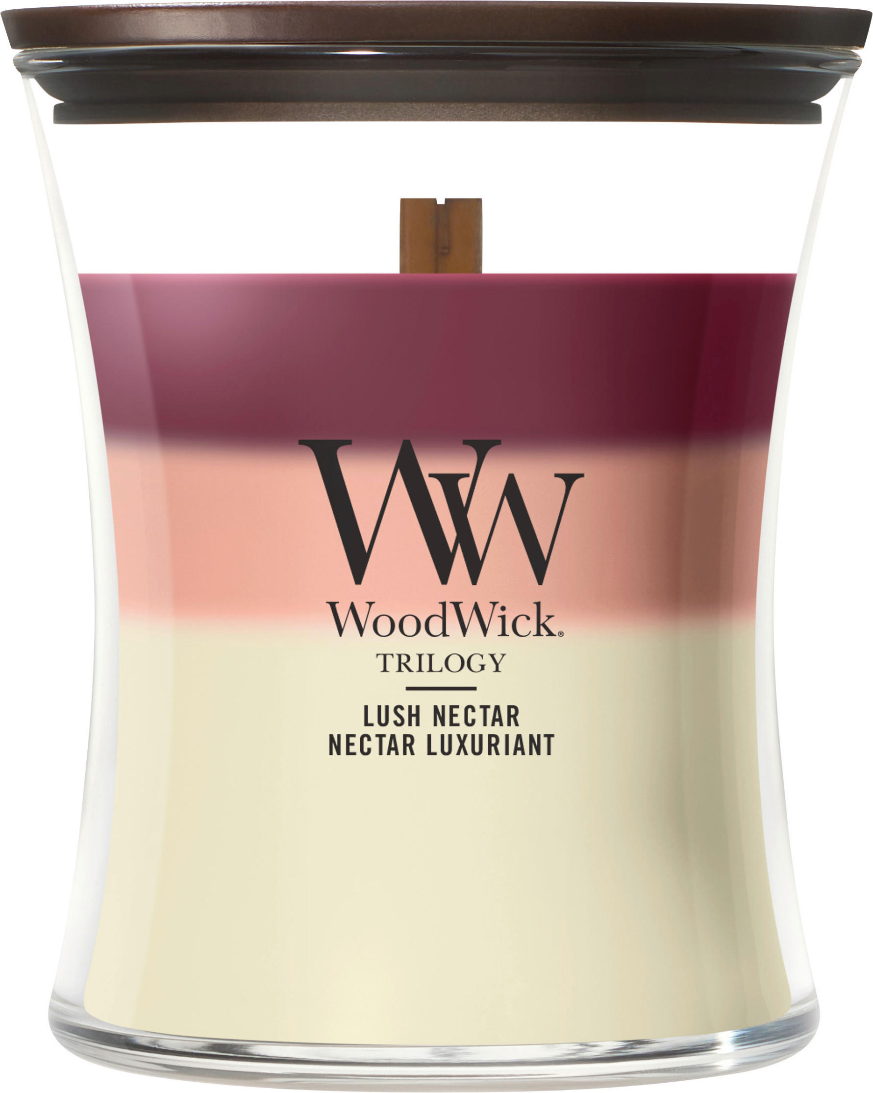 VONNÁ SVÍČKA  - bílá/bordeaux, Basics, parafín/sklo (10/11,4/10cm) - WoodWick