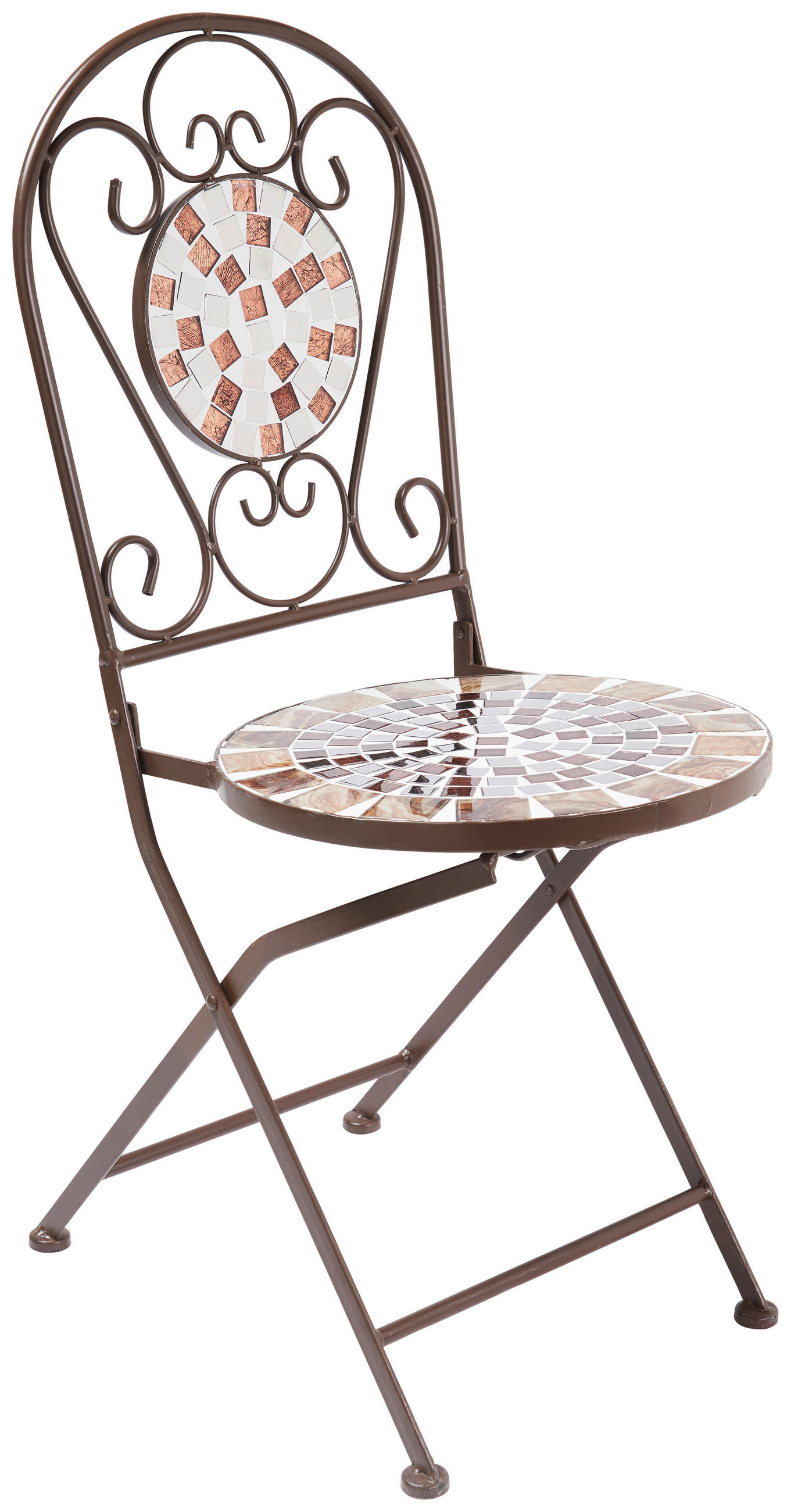 Gartensessel in Metall, Glas Braun, Grau, Goldfarben