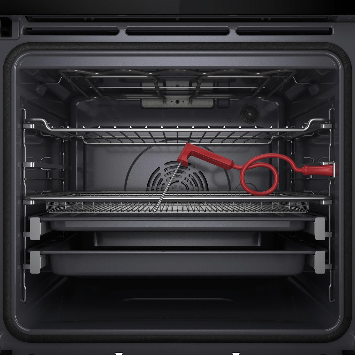 EINBAUBACKOFEN BBI98FPT2SK  - Silberfarben/Schwarz, Basics, Glas/Metall (59,5/59,5/54,9cm) - Bauknecht