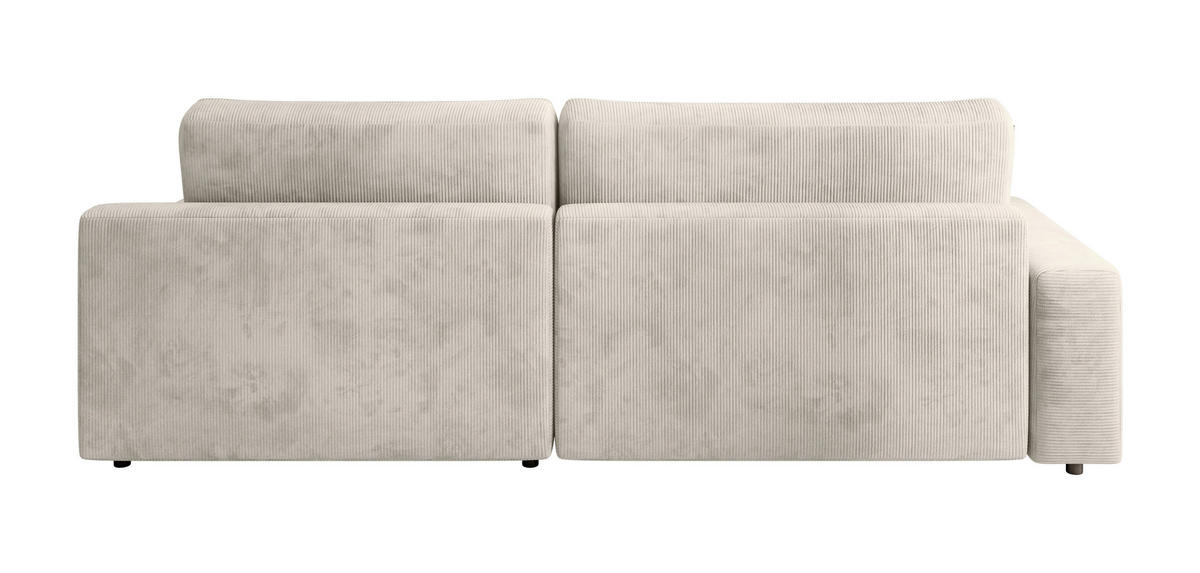 ECKSCHLAFSOFA CHALLANGE  mit Schlafen auf Sitzhöhe, Rücken echt, Armteil links, Armteil rechts Cord Creme  - Creme/Schwarz, MODERN, Kunststoff/Textil (246/168cm) - Trendmanufaktur