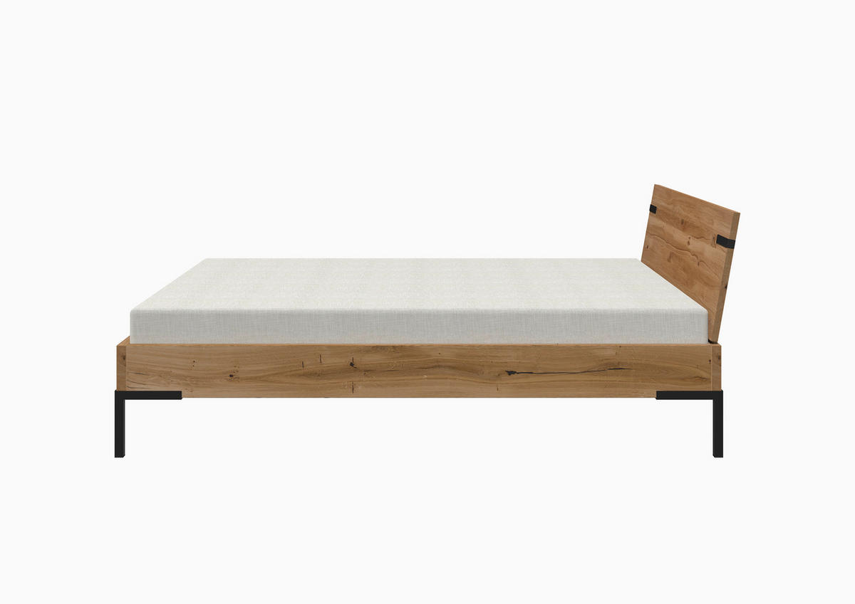 BETT 160/200 cm  in Schwarz, Wildeiche  - Wildeiche/Schwarz, MODERN, Holz/Metall (160/200cm) - Livetastic