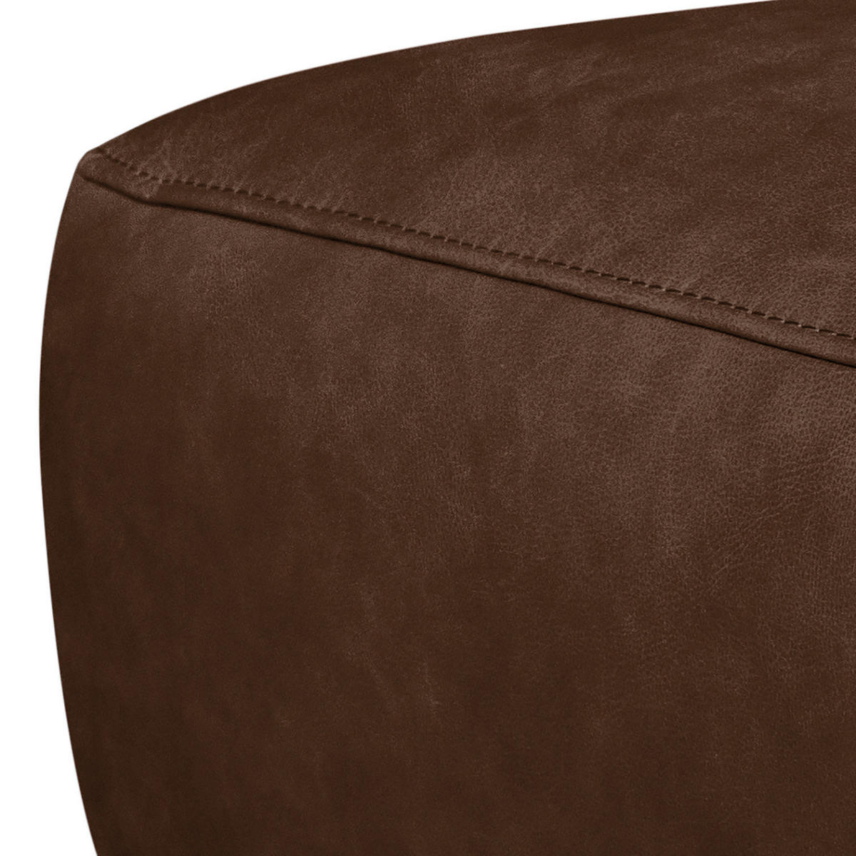 HOCKER in Leder Dunkelbraun  - Chromfarben/Dunkelbraun, Design, Leder/Metall (95/46/80cm) - Livetastic