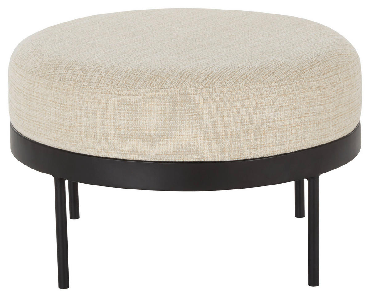 Taburet din metal, textil, material pe bază de lemn, negru, bej {item.attr('143-279')} - bej/negru, Lifestyle, metal/textil (65/40/65cm) - Xora