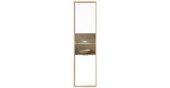 HÄNGEVITRINE in Eichefarben, Weiß - Edelstahlfarben/Eichefarben, Design, Glas/Holzwerkstoff (41/151/32cm) - Hom`in