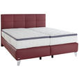 BOXSPRINGBETT 180/200 cm  in Bordeaux  - Chromfarben/Bordeaux, KONVENTIONELL, Leder/Textil (180/200cm) - Novel