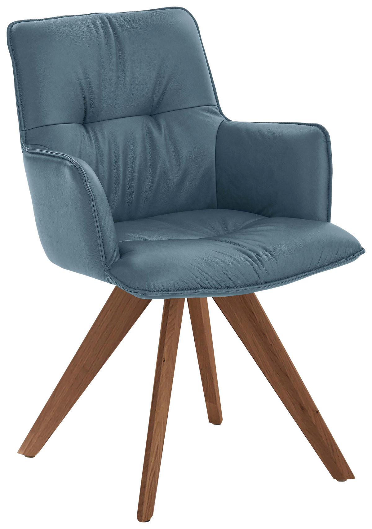 ARMLEHNSTUHL  in Echtleder pigmentiert  - Nussbaumfarben/Petrol, Design, Leder/Holz (59/89/63cm) - Dieter Knoll