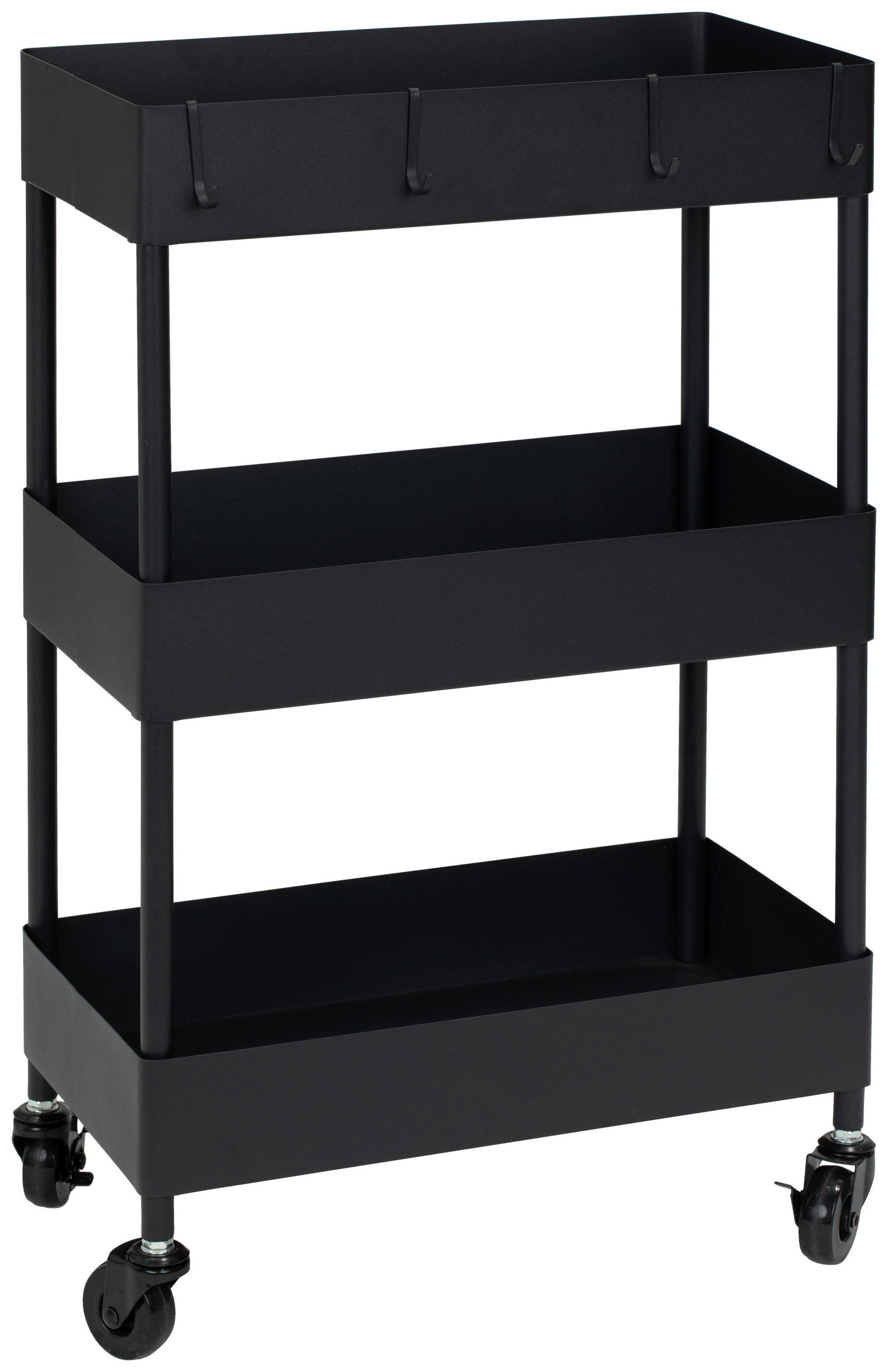 SERVIERWAGEN Schwarz  - Schwarz, MODERN, Kunststoff/Metall (40/64/22cm) - PBJ
