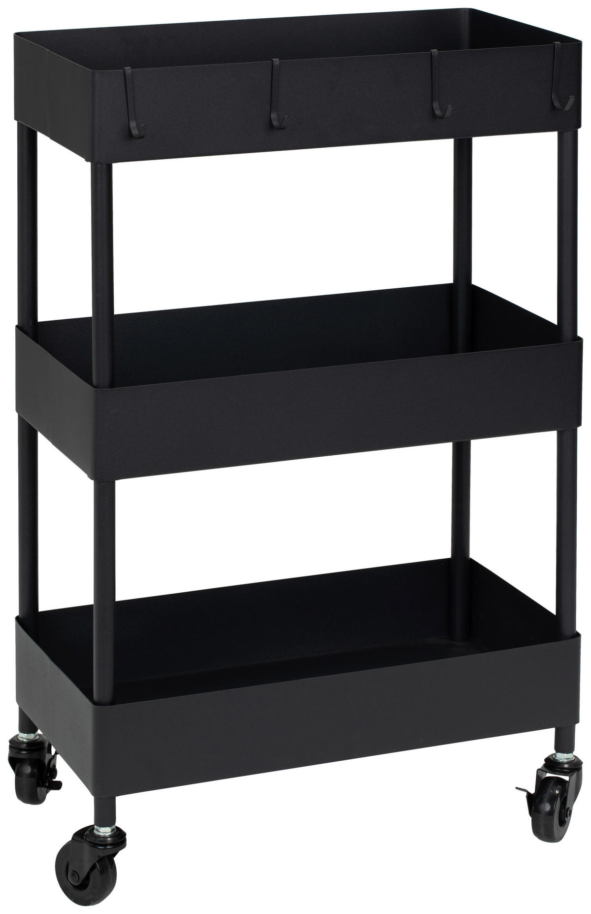 SERVIERWAGEN Schwarz  - Schwarz, MODERN, Kunststoff/Metall (40/64/22cm) - PBJ