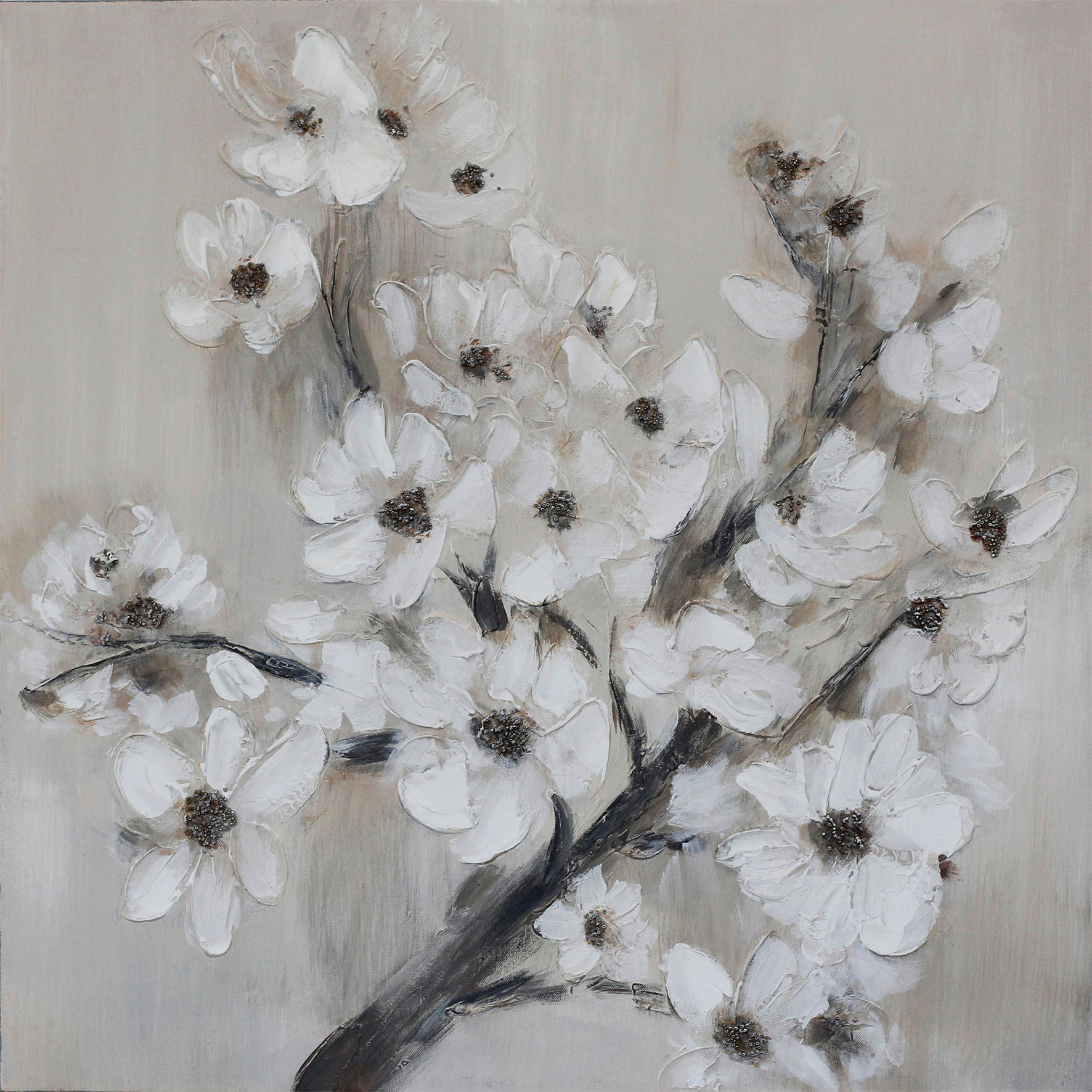 OLJNA SLIKA  70/70 cm   - siva/črna, Basics, tekstil/les (70/70cm) - Monee