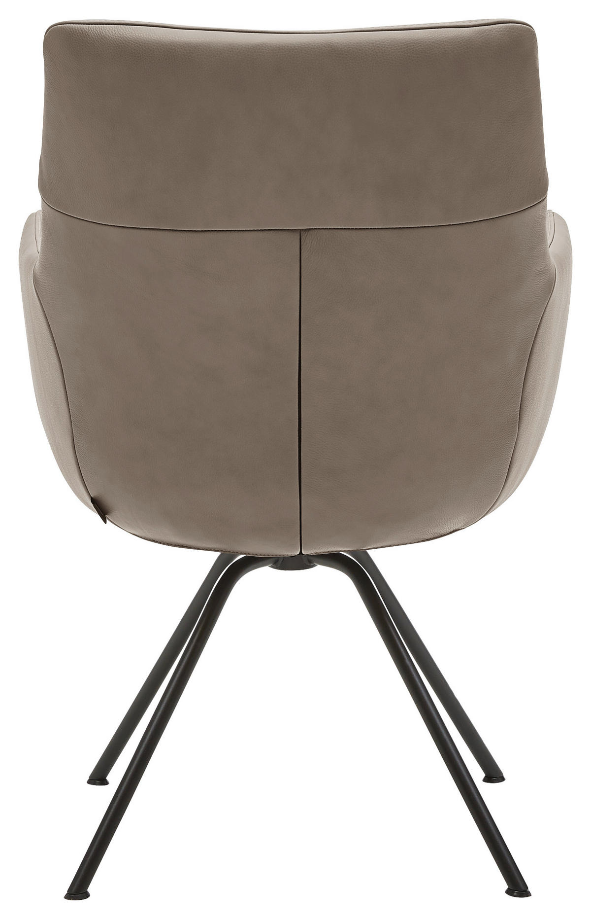 ARMLEHNSTUHL  in Echtleder pigmentiert  - Schlammfarben/Schwarz, Design, Leder/Metall (60/90/61cm) - Dieter Knoll