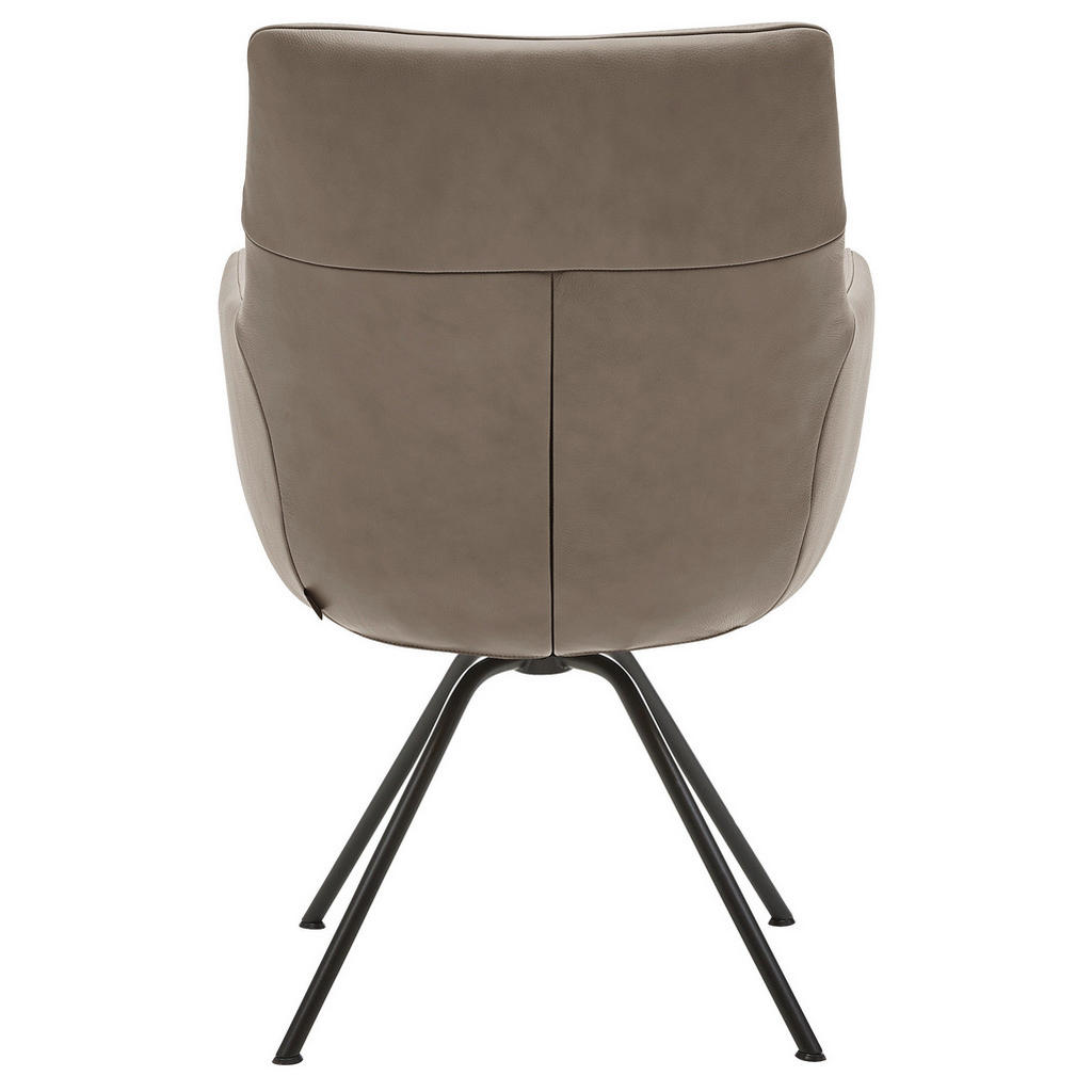 Thumbnail - Dieter Knoll Armlehnstuhl, Taupe, Leder, Echtleder, Semi-Anilinleder, Rundrohr, 60x90x61 cm, Beinauswahl, Lederauswahl, ...