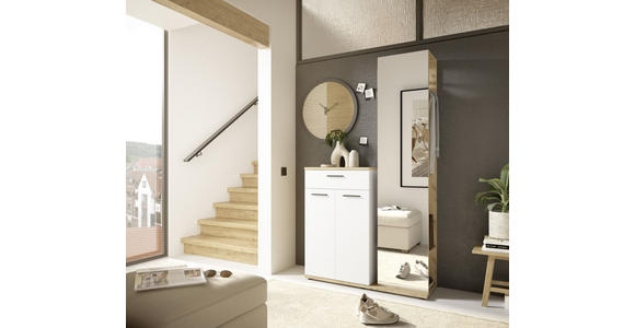 GARDEROBE  in 105/188/38 cm  - Eichefarben/Weiß, MODERN, Glas/Holzwerkstoff (105/188/38cm) - Xora