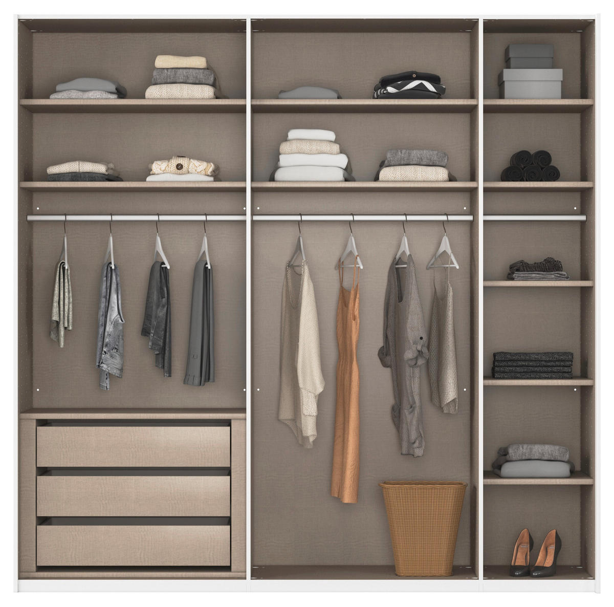 SCHWEBETÜRENSCHRANK 226/223/68 cm 2-türig Weiß, Eiche Artisan  - Eichefarben/Weiß, Design, Glas/Holzwerkstoff (226/223/68cm) - Xora