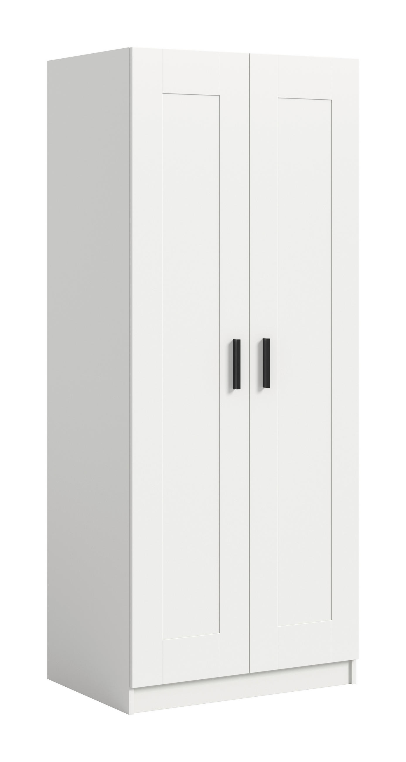 DREHTÜRENSCHRANK 80/195/56 cm,  in Weiß, 2 Tür(en)-türig  - Schwarz/Weiß, ROMANTIK / LANDHAUS, Holzwerkstoff/Kunststoff (80/195/56cm) - Livetastic