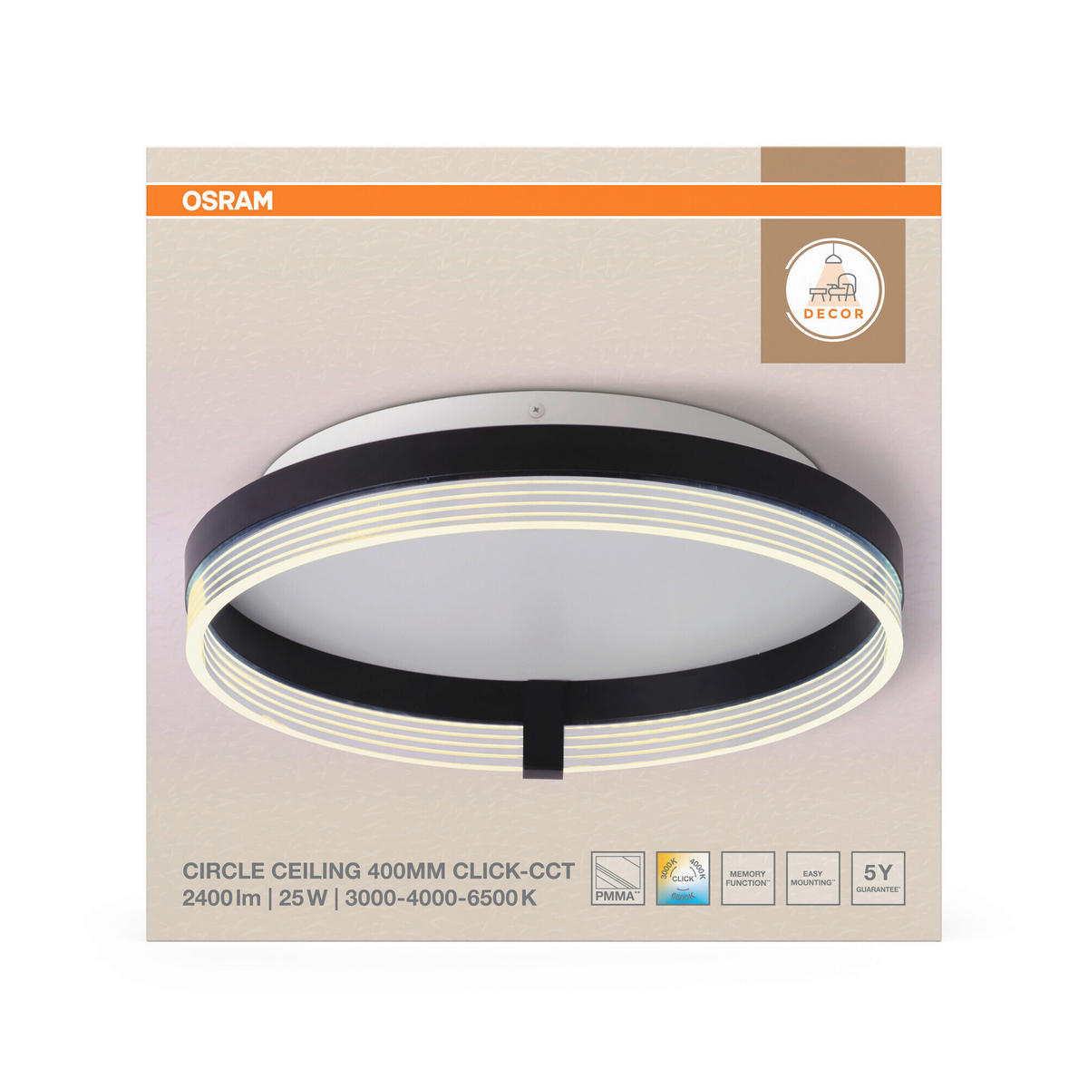 LED-DECKENLEUCHTE 40/9,4 cm   - Schwarz, Design, Kunststoff (40/9,4cm) - Osram