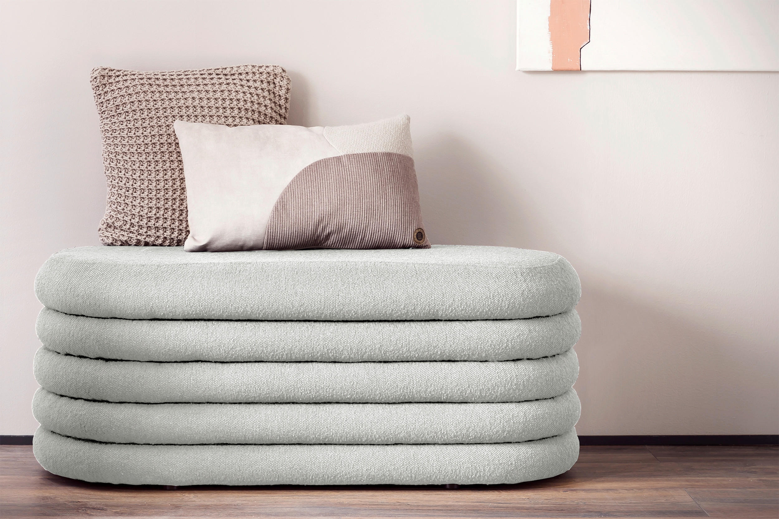 BETTBANK Bouclé Weiß  - Weiß, MODERN, Textil (108/42/45cm) - Livetastic