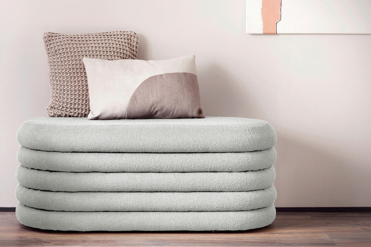 BETTBANK Bouclé Weiß  - Weiß, MODERN, Textil (108/42/45cm) - Livetastic