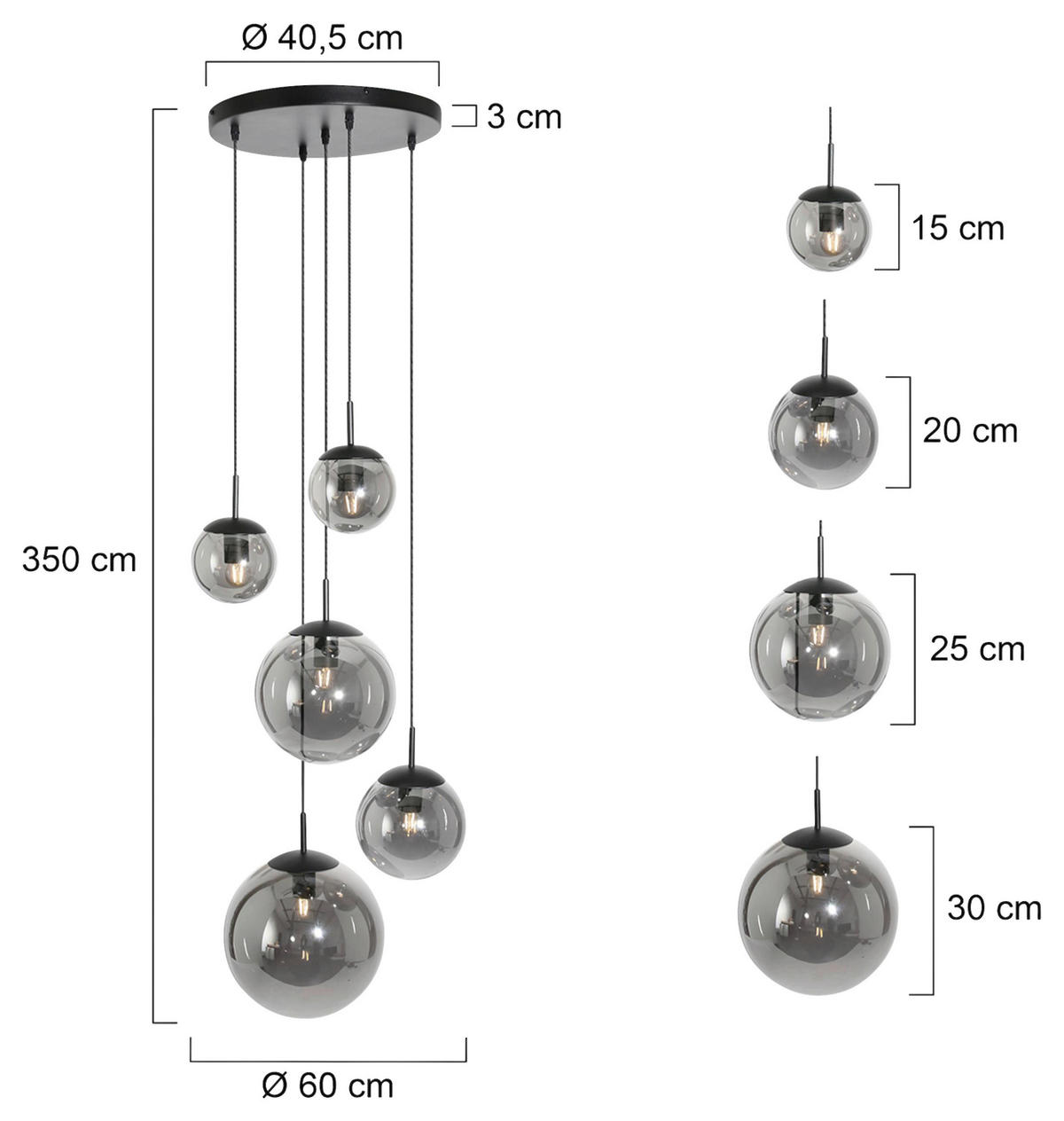 DECKENLEUCHTE     - Schwarz, Trend, Glas/Metall (60/115-373/60cm)