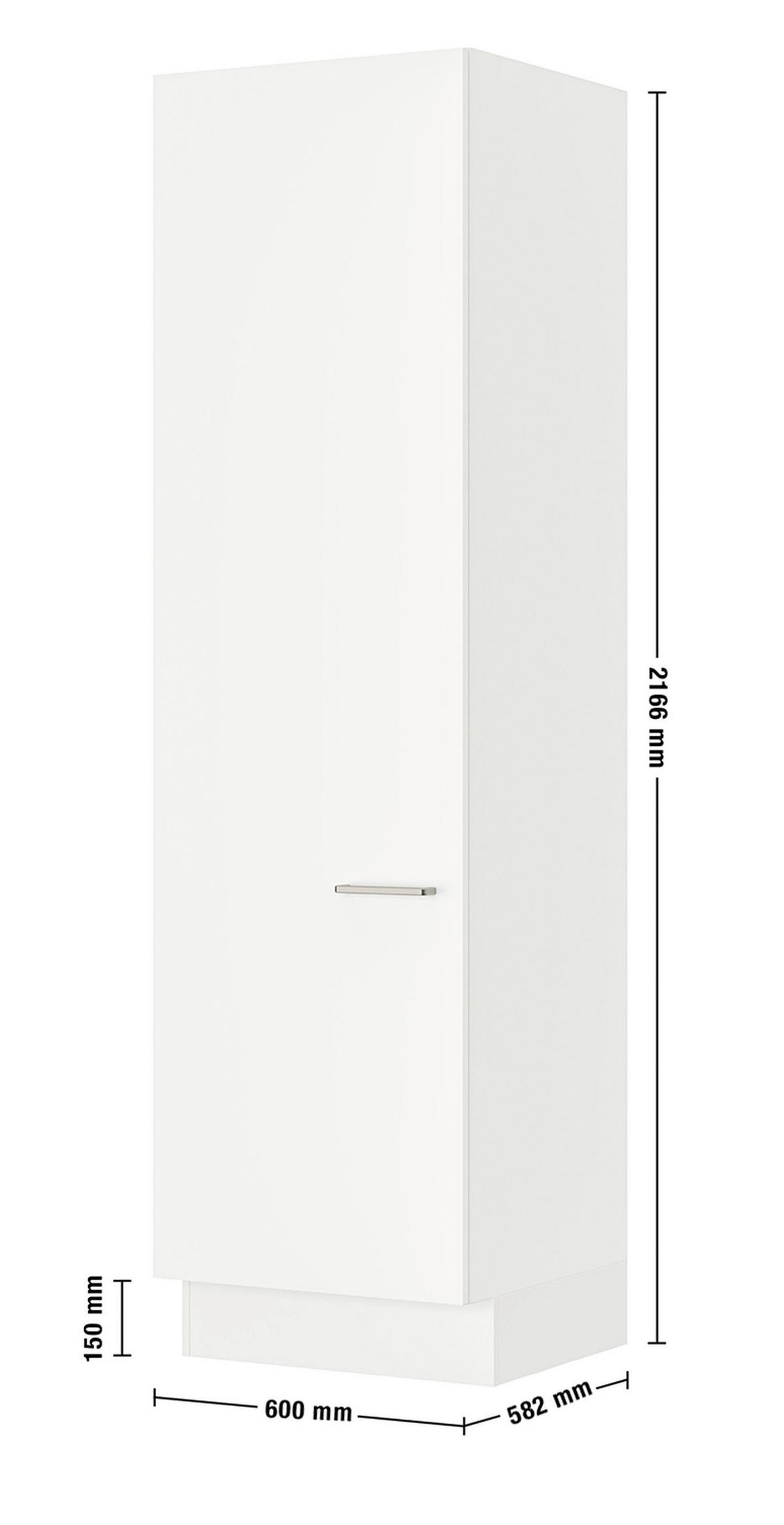 MEHRZWECKSCHRANK 60/216,6/58,2 cm  in Weiß  - Edelstahlfarben/Weiß, MODERN, Holzwerkstoff/Metall (60/216,6/58,2cm) - Nobilia