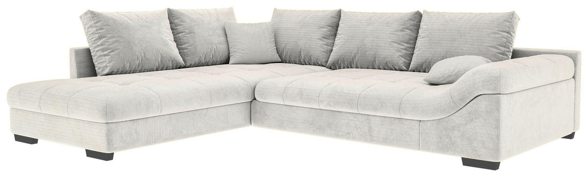 ECKSOFA Naturfarben Cord Zierkissen, Rückenkissen, Rücken echt  - Schwarz/Naturfarben, KONVENTIONELL, Holz/Textil (202/298cm) - Carryhome