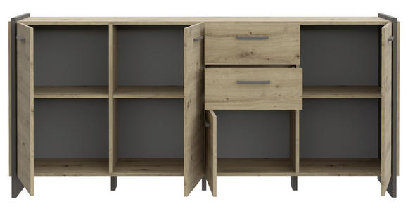 SIDEBOARD 186,5/86,1/41,3 cm  - Eiche Artisan/Grau, MODERN, Holzwerkstoff/Kunststoff (186,5/86,1/41,3cm) - Hom`in