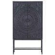 BARSCHRANK Mangoholz massiv Schwarz  - Schwarz, Design, Holz/Metall (90/160/45cm) - Landscape