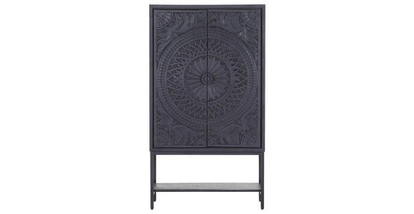 BARSCHRANK Mangoholz massiv Schwarz - Schwarz, Design, Holz/Metall (90/160/45cm) - Landscape