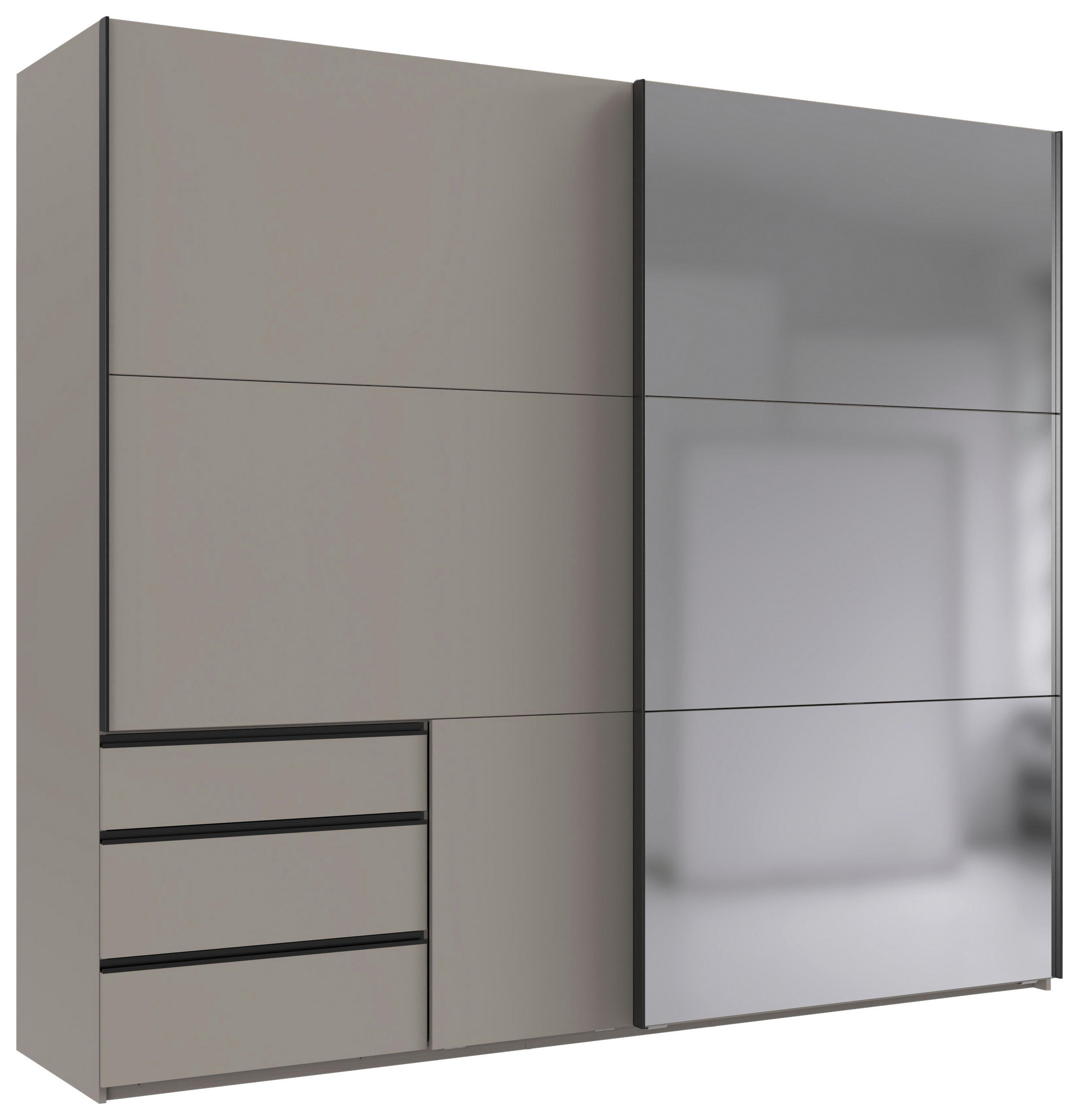 SCHWEBETÜRENSCHRANK 250/216/65 cm 2-türig Sahara  - Schwarz/Sahara, MODERN, Glas/Holzwerkstoff (250/216/65cm) - MID.YOU