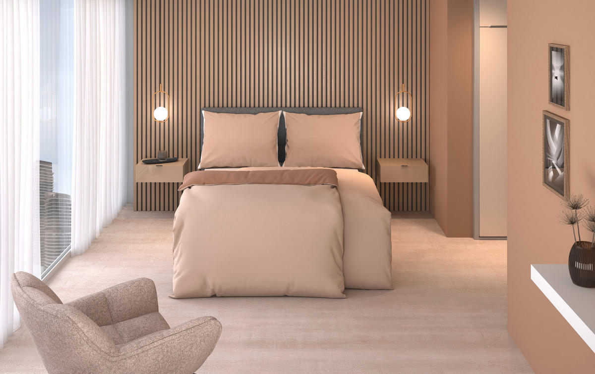 WENDEBETTWÄSCHE 140/200 cm  - Beigebraun, Textil (140/200cm) - Dieter Knoll